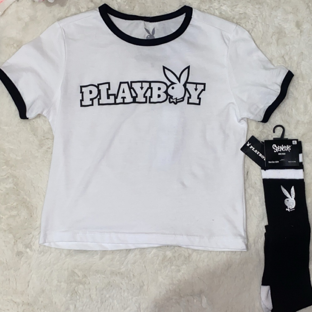 PLAYBOY White and Black Logo T-Shirt And Socks